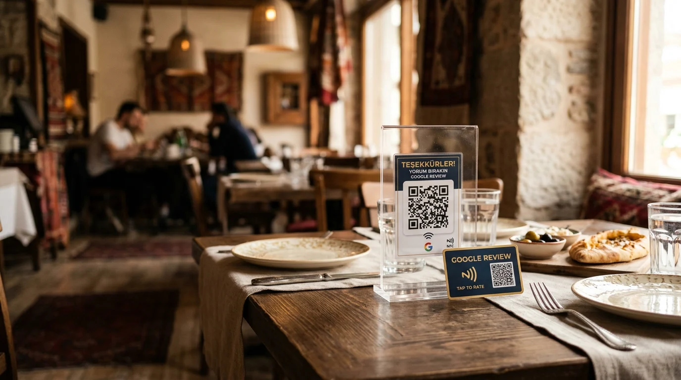 Restoran için Google yorum standı