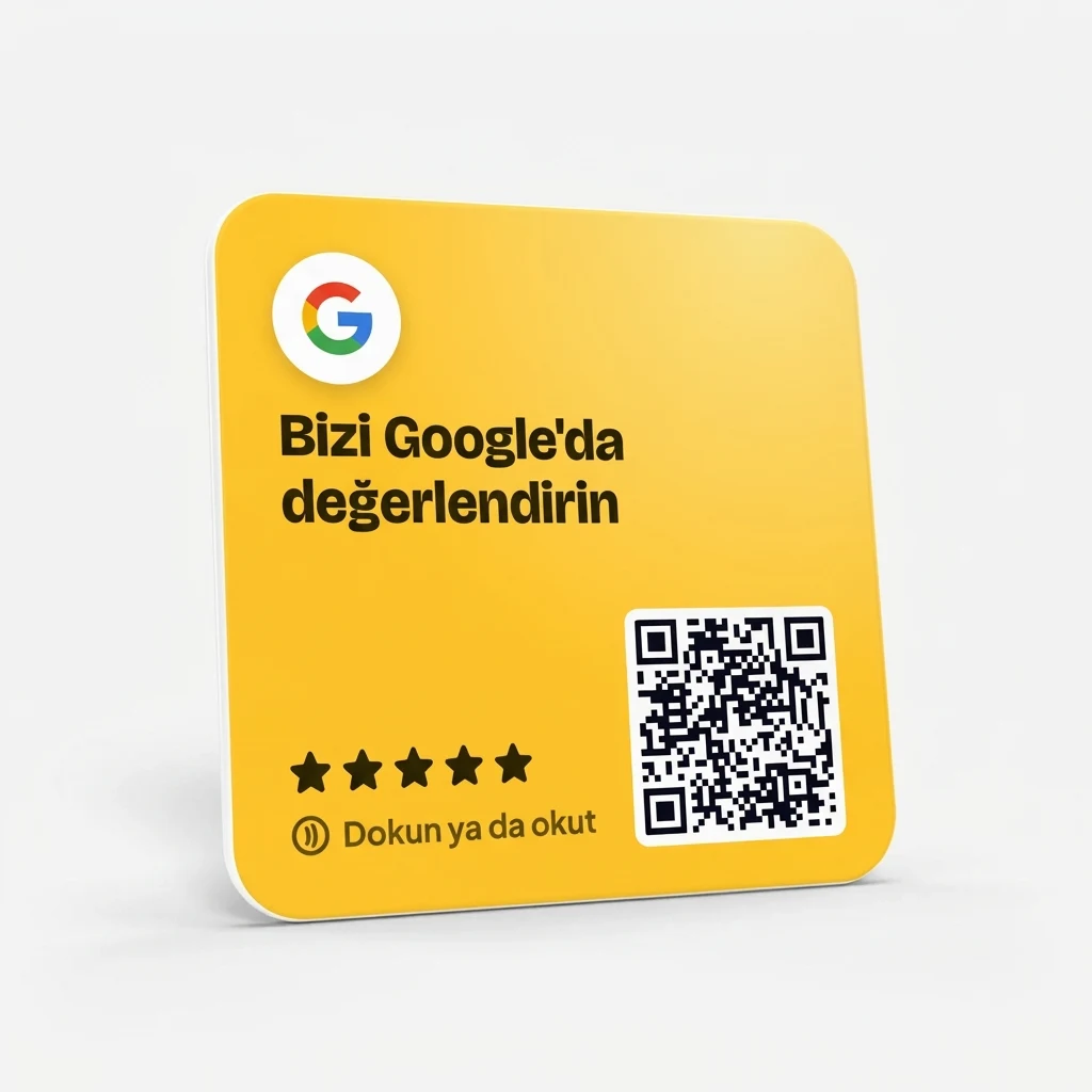 Google Yorum Kare Kart 10×10 — Sarı