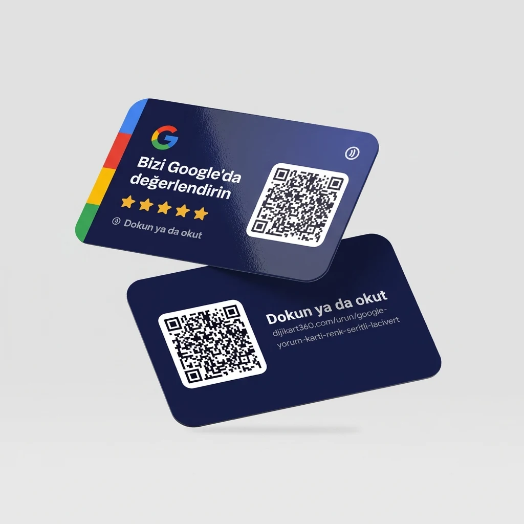 Google Yorum Kartı Renk Şeritli — Lacivert