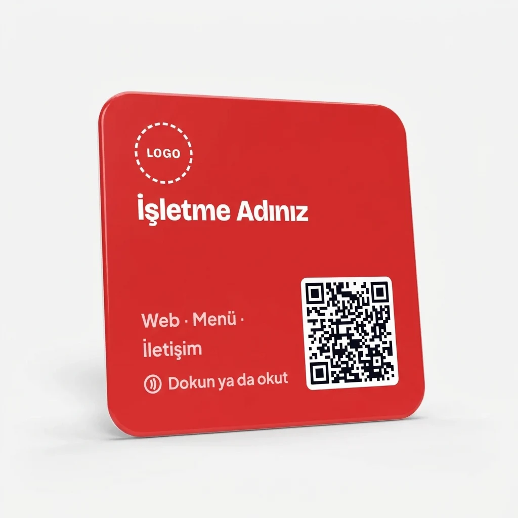 Özel Logolu Kare Kart 10×10 — Kırmızı