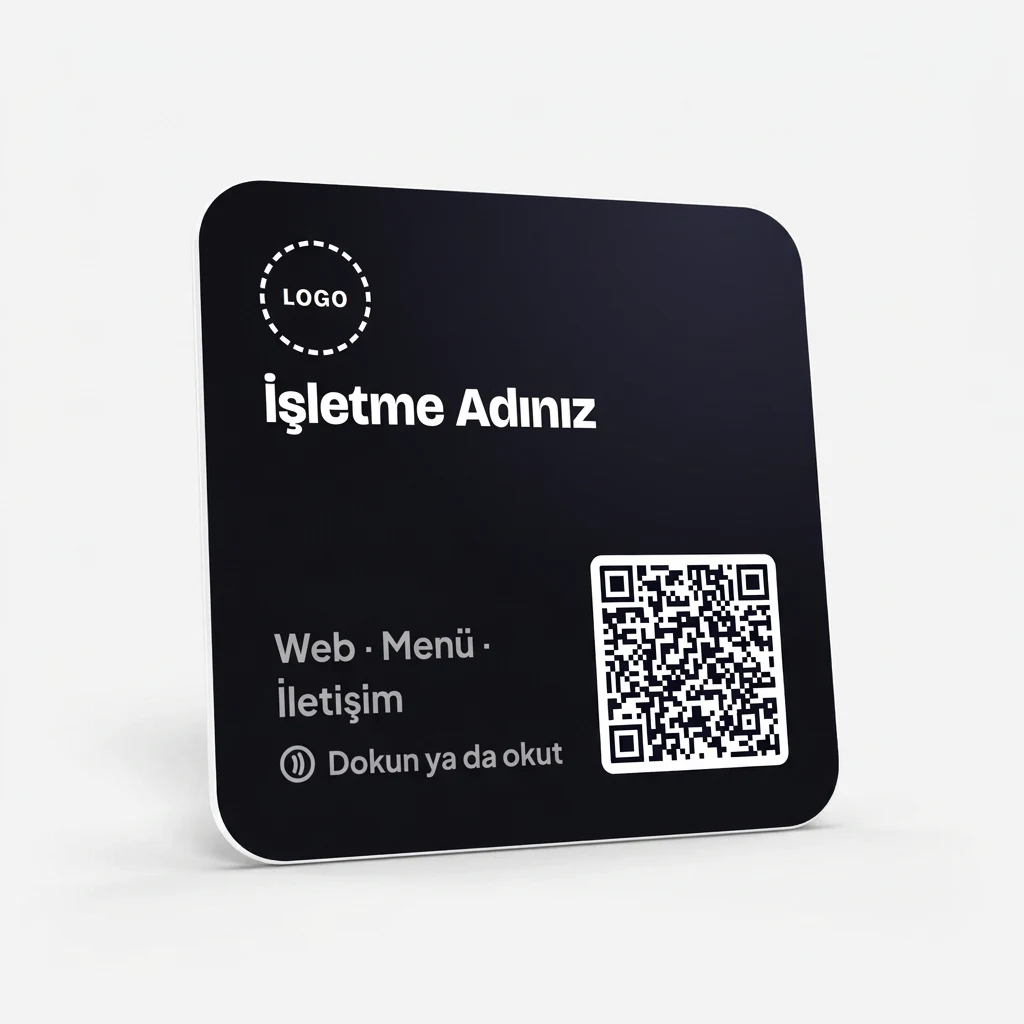 Özel Logolu Kare Kart 10×10 — Mat Siyah