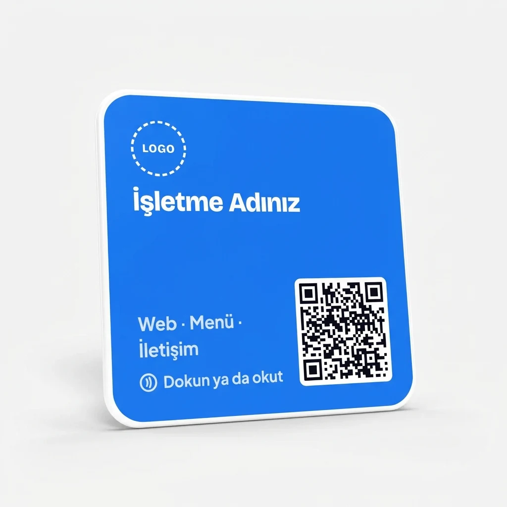 Özel Logolu Kare Kart 10×10 — Mavi