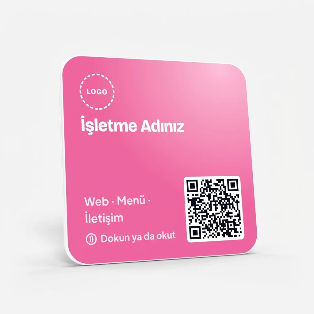 Özel Logolu Kare Kart 10×10 — Pembe