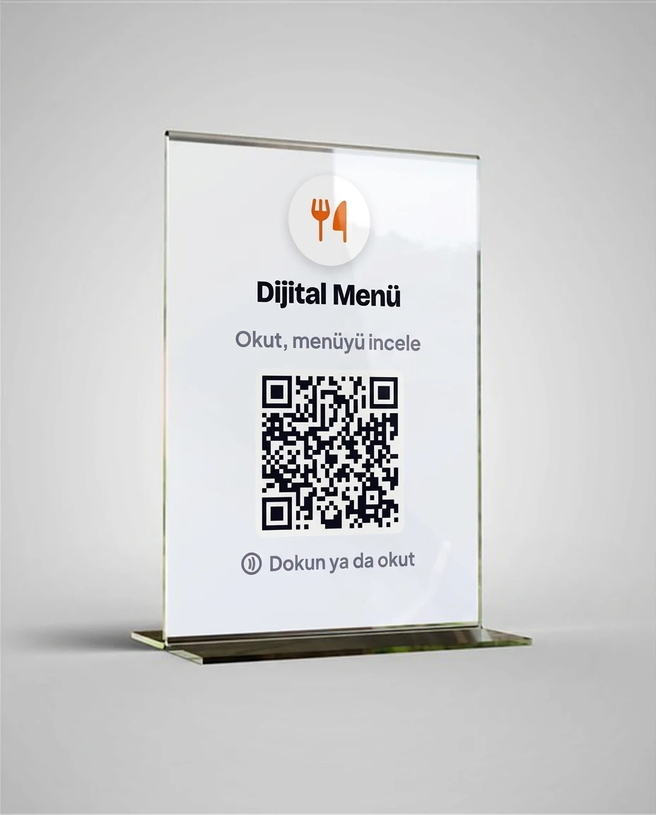 QR Menü T Stant — Beyaz