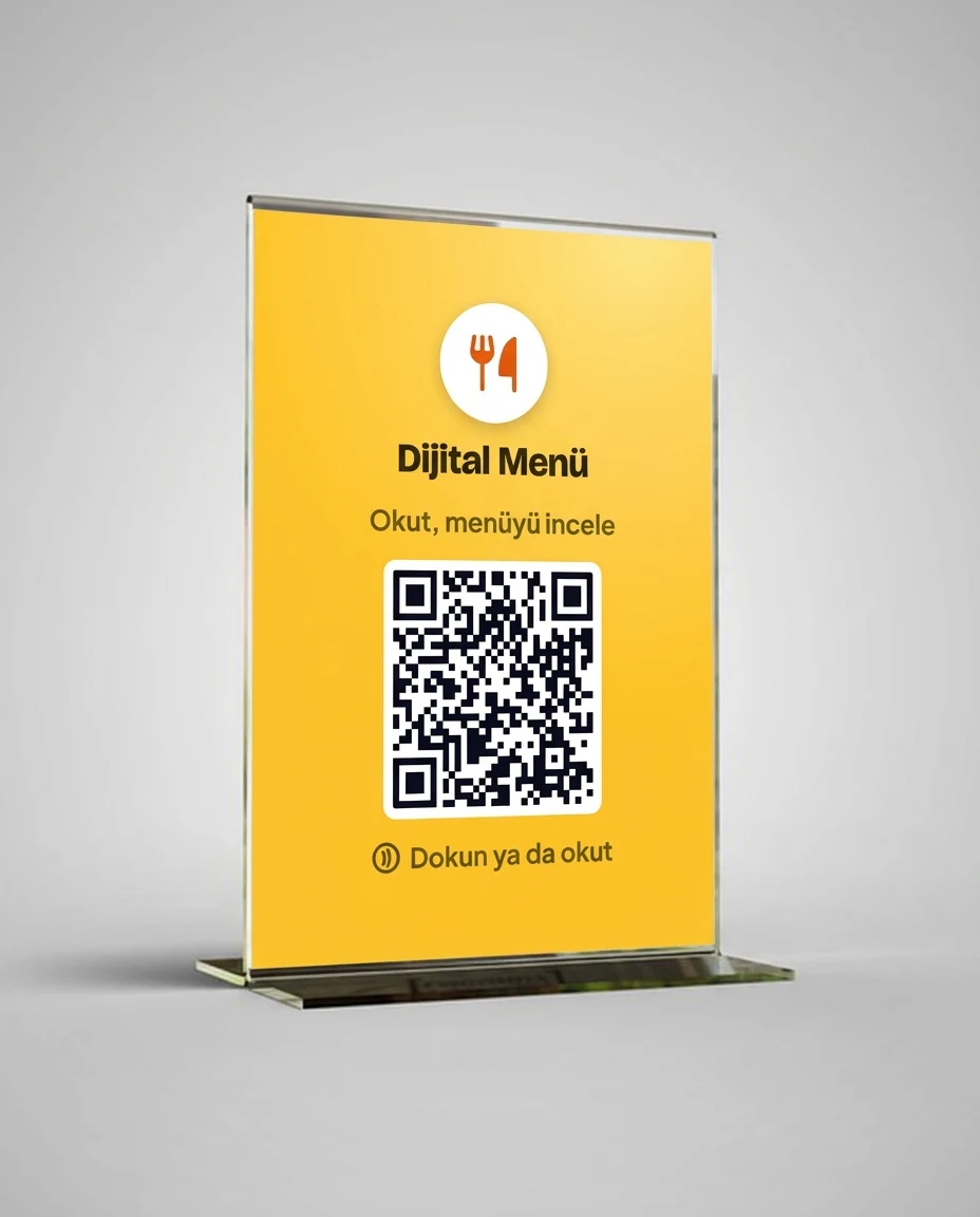 QR Menü T Stant — Sarı