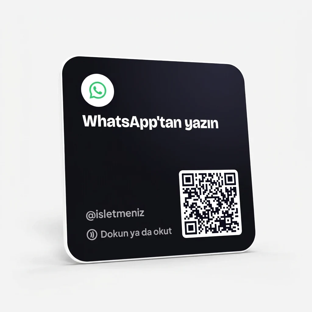 WhatsApp Kare Kart 10×10 — Mat Siyah